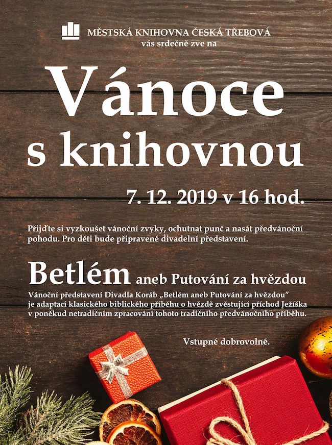 Plakát k akci Vánoce s knihovnou 2019
